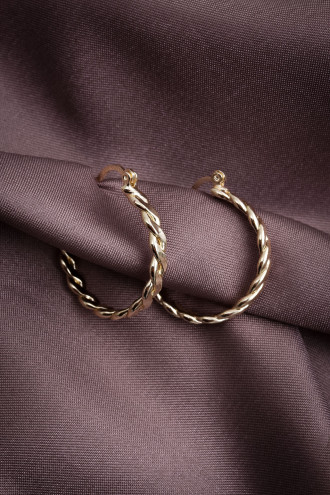 Örgü Model Gold Renk Halka Küpe Örgü Model Gold Renk Halka Küpe