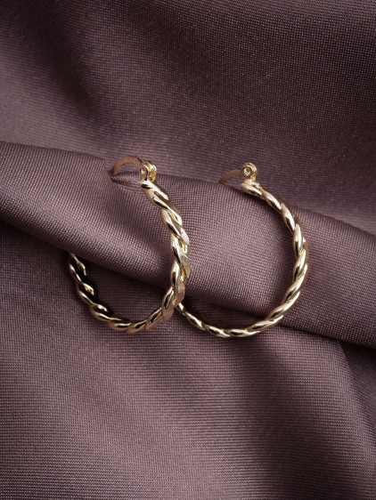 Örgü Model Gold Renk Halka Küpe