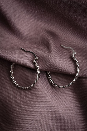 Örgü Model Gümüş Renk Halka Küpe