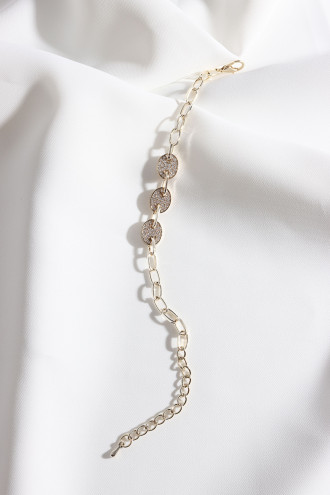 Zircon Taşlı Üç Oval Figürlü Gold Renk Bileklik