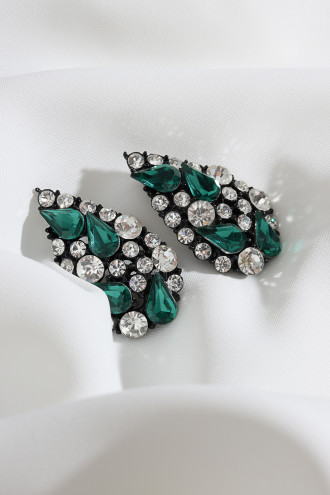 Zümrüt Renk Taşlı Abiye Küpe Zümrüt Renk Taşlı Abiye Küpe