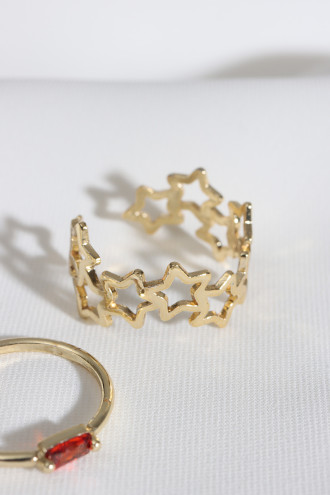 Love 3'Lü Gold Renk Yüzük Seti