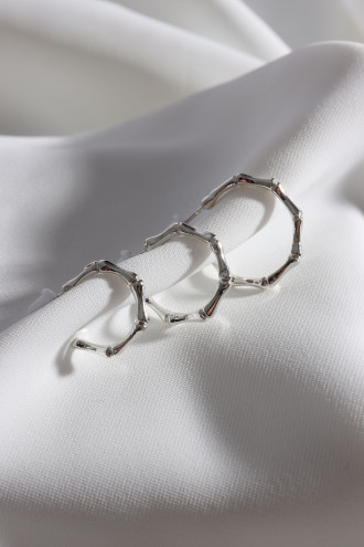 Kadın 3'Lü Gümüş Renk Halka Küpe Set