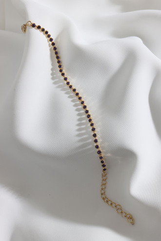 Gold Renk Mor Taşlı Su Yolu Bileklik