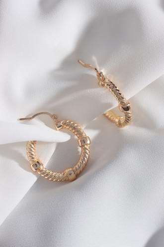 Burgulu Düğme Model Vintage Gold Renk Halka Küpe