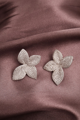 Zircon Taşlı Çiçek Abiye Küpe