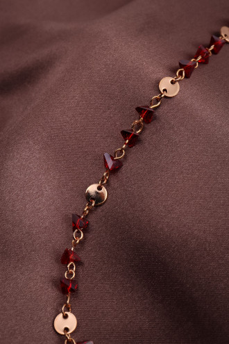 Kırmızı Kristal Taşlı Rose Kolye