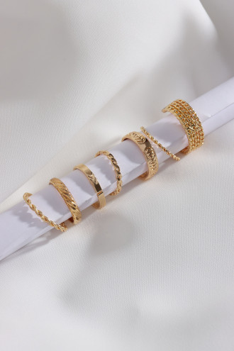 7 Adet Gold Renk Çoklu Yüzük Seti