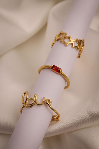 Love 3'Lü Gold Renk Yüzük