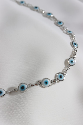 Göz Figürlü Gümüş Renk Kolye