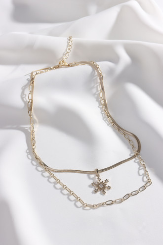 2'Li Ezme Italyan Zincirli Yıldız Uçlu Gold Renk Kolye