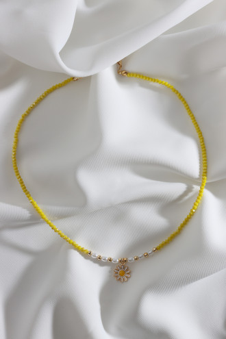 Sarı Boncuklu Papatya Figür Çıtır Kolye