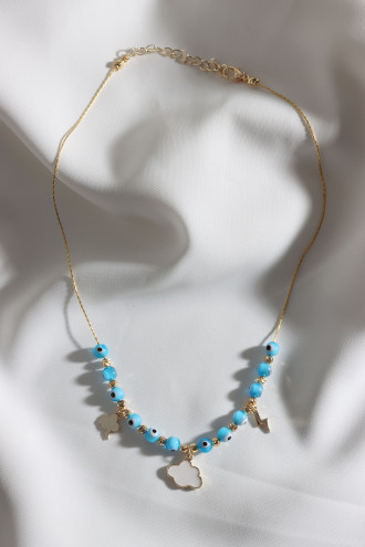 Nazar Boncuklu Gold Renk Bulut Sallantılı Kolye