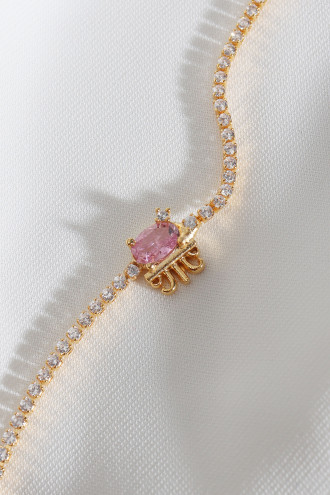 Ahtapot Figürlü Zircon Taş Gold Renk Suyolu Bileklik