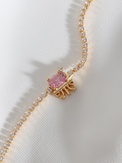 Ahtapot Figürlü Zircon Taş Gold Renk Suyolu Bileklik