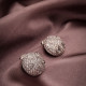 Yuvarlak Zircon Taşlı Gümüş Renk Abiye Küpe