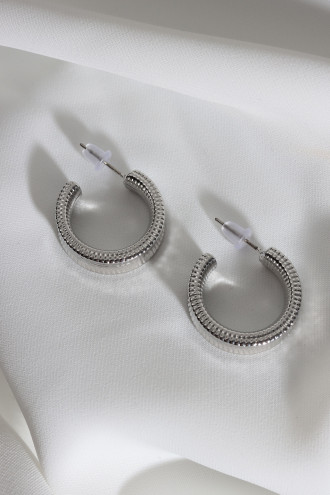 Vintage Gümüş Renk Halka Küpe