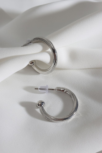 Vintage Gümüş Renk Halka Küpe