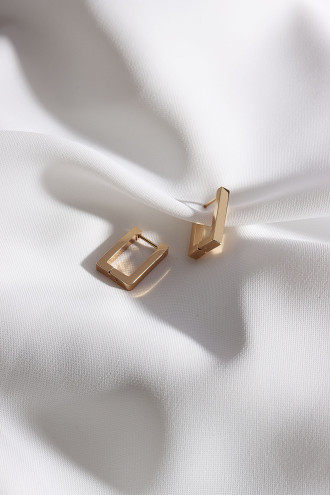 Çelik Dikdörtgen Küçük Boy Gold Renk Halka Küpe