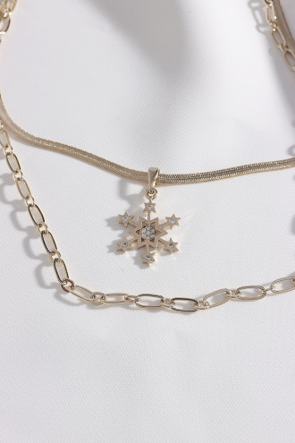 2'Li Ezme Italyan Zincirli Yıldız Uçlu Gold Renk Kolye