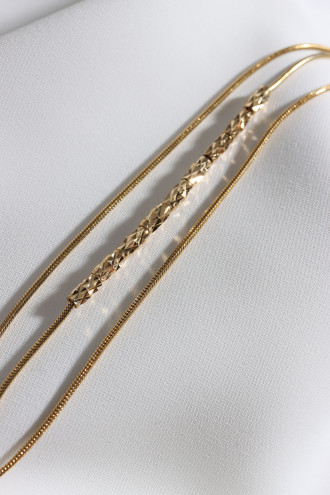 3'Lü Yılan Zincir 316L Gold Renk Çelik Bileklik