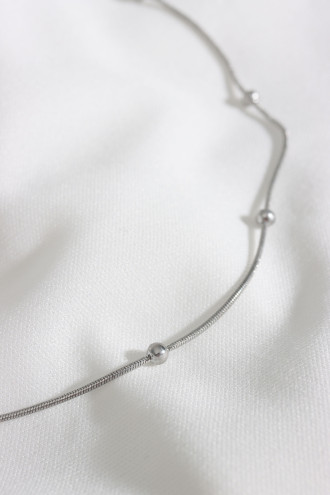 Top Yılan Zincirli Çelik Gümüş Renk Kolye