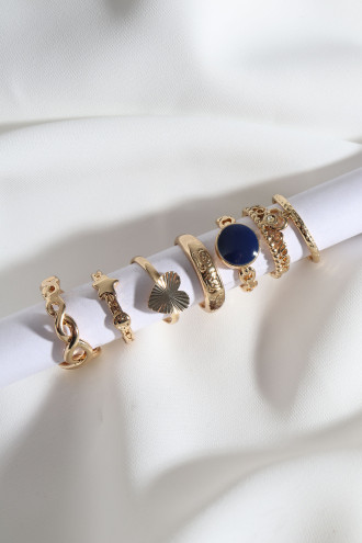 7 Adet Gold Renk Çoklu Yüzük Seti