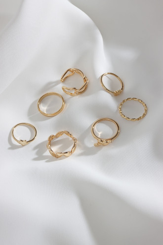 7 Adet Gold Renk Çoklu Yüzük Seti