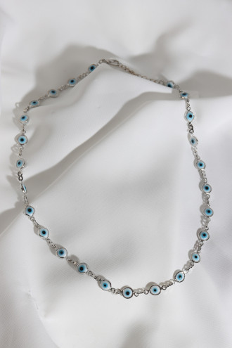 Göz Figürlü Gümüş Renk Kolye Göz Figürlü Gümüş Renk Kolye