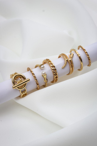 7'Li Kombin Gold Renk Kombin Yüzük