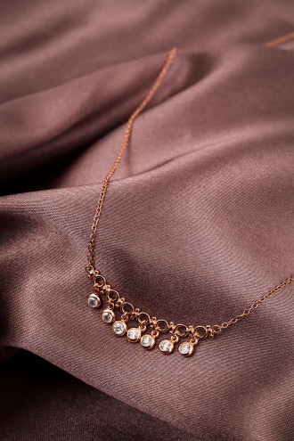 Taş Sallantılı 925 Ayar Gümüş Rose Kolye