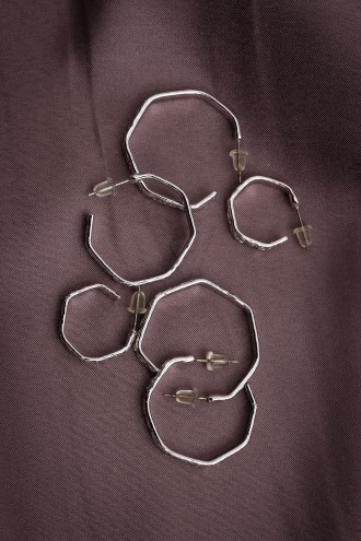 6'Lı Gümüş Renk Dövme Halka Küpe