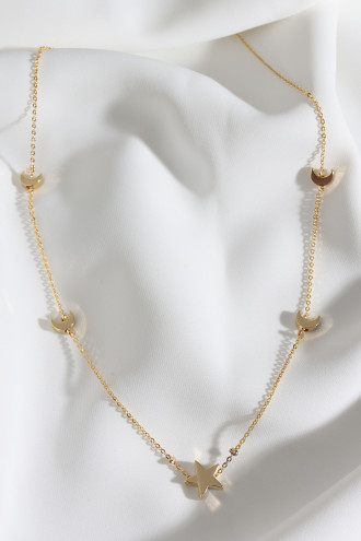 5'Li Ay-Yıldız Gold Renk Kolye