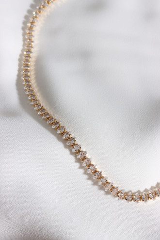 Badem Taşlı Gold Renk Su Yolu Vip Kolye