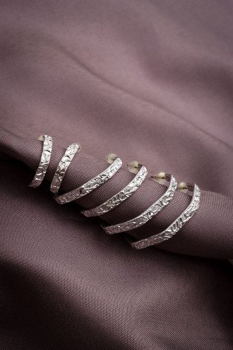 6'Lı Gümüş Renk Dövme Halka Küpe