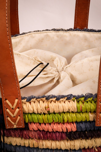 Renkli Hasır Plaj Çantası