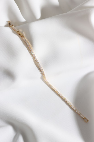 Ince Kare Taşlı Gold Renk Vip Su Yolu Bileklik