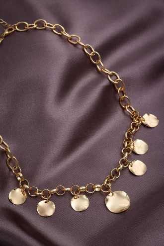 Renkli Pul Sallantılı Gold Renk Kolye