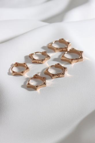 6'Lı Çelik Yıldız Gold Renk Küpe