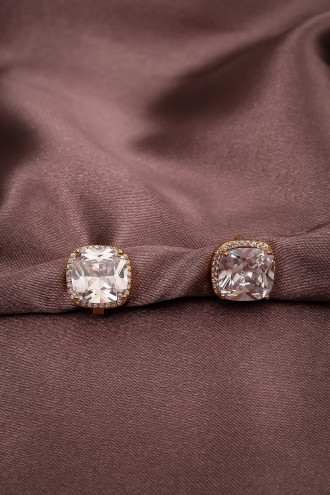 Zircon Taşlı Halkalı Tek Taş Küpe