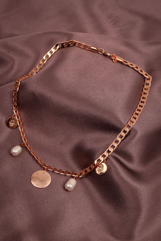 Inci Sallantılı Rose Kaplama Kolye Inci Sallantılı Rose Kaplama Kolye