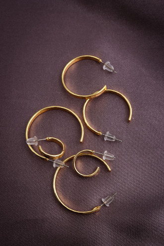 6'Lı Gold Renk Dövme Halka Küpe