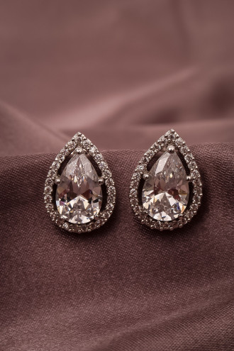 Damla Model Gümüş Renk Abiye Küpe