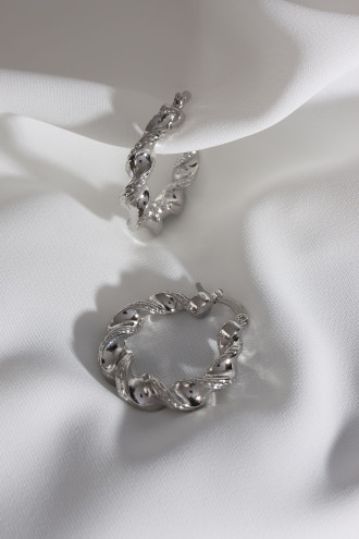 Gümüş Renk Bukle Vintage Halka Küpe