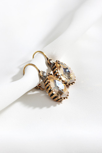 Bal Rengi Damla Taş Otantik Küpe Bal Rengi Damla Taş Otantik Küpe