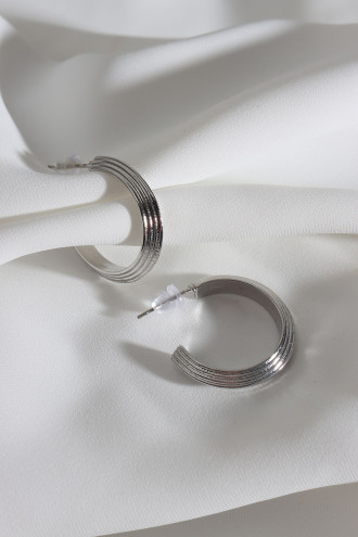 Vintage Gümüş Renk Halka Küpe