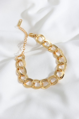 Çelik Saman Yolu Gold Renk Zincir Bileklik