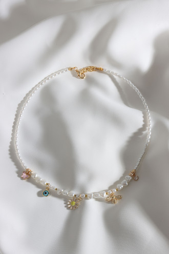 Küçük Boy İncili Gold Renk Kolye