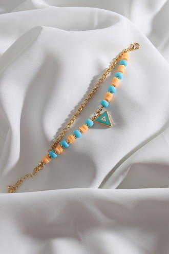 2'Li Turuncu Fimo Boncuklu Üçgen Sallantılı Bileklik