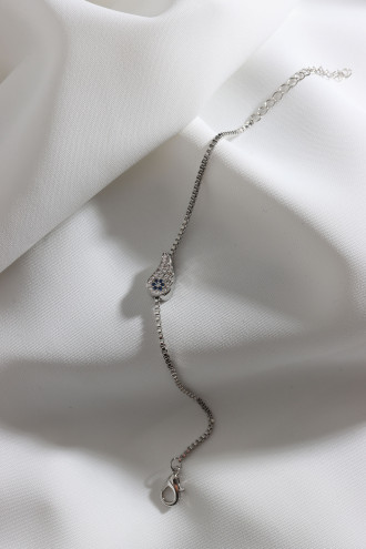 Zircon Taşlı Gümüş Renk Melek Kanadı Bileklik